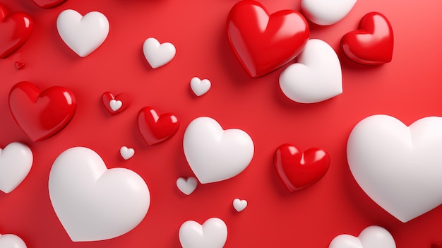 decorazione di biglietti di San Valentino bianchi e rossi a forma di cuore