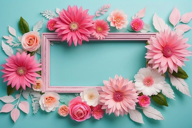 Decorazione di fiori rosa sulla cornice