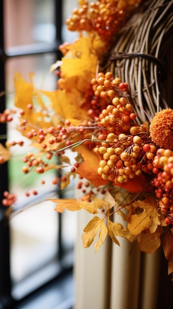 Decorazione di ghirlande autunnali stagione delle vacanze autunnali in stile campagna inglese ispirazione decorativa autunnale botanica