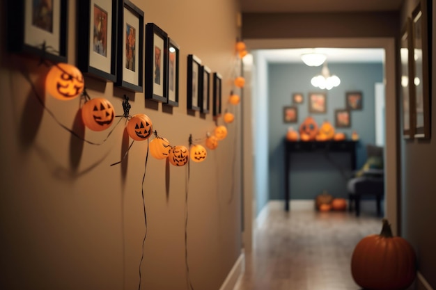 Decorazione di Halloween nell'interno del soggiorno della casa