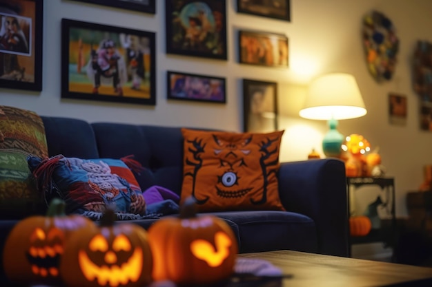 Decorazione di Halloween nell'interno del soggiorno della casa