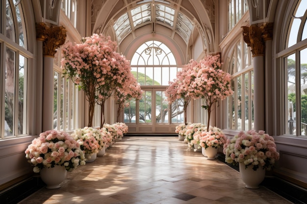 decorazione di luoghi di nozze con fiori decadenti e idee di ispirazione per luoghi maestosi