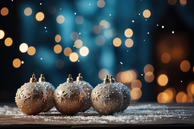 Decorazione di Natale e Capodanno con spazio di copia Palle di Natale e baubles su sfondo sfocato