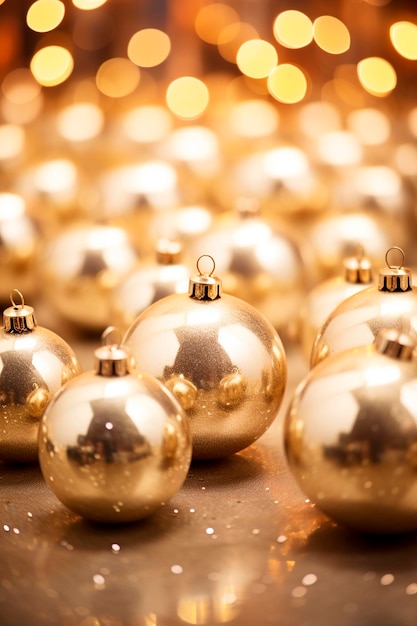 Decorazione di palle di Natale in colore oro Generative AI Tree