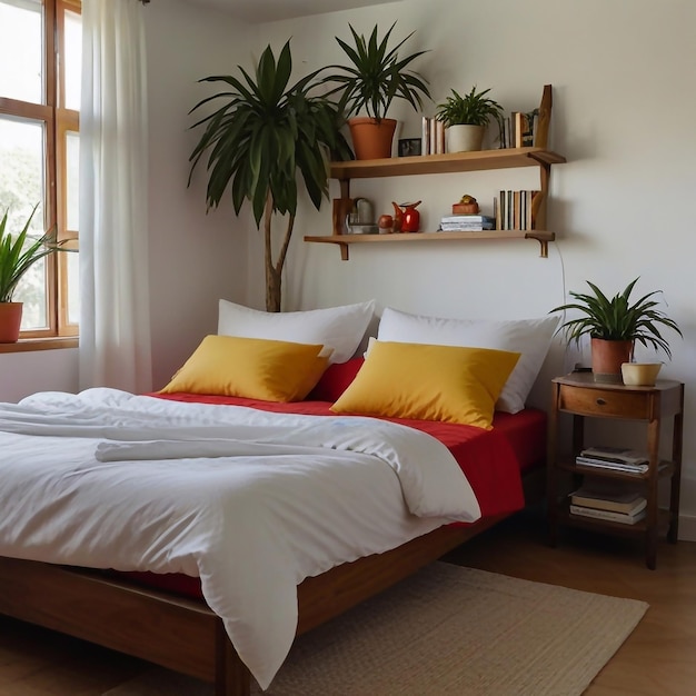 Decorazione di salotto o di appartamento di lusso con piante d'appartamento e mobili