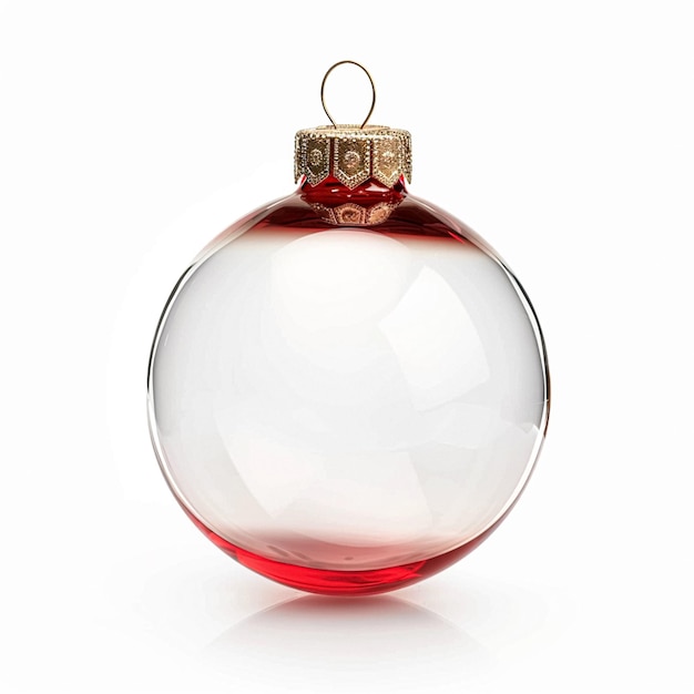 Decorazione e design natalizio di vetro trasparente isolato su sfondo bianco Buon Natale e Buone Feste