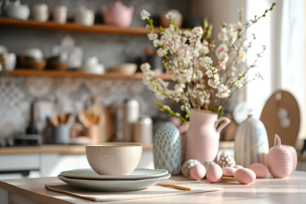 Decorazione festiva della cucina e del tavolo di Pasqua