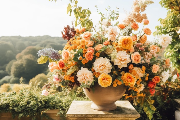 Decorazione floreale decorazione di nozze e celebrazione delle vacanze autunnali fiori autunnali e decorazioni per eventi nello stile country del giardino della campagna inglese