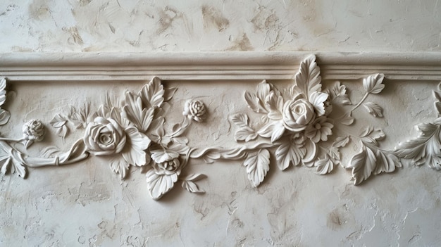 Decorazione floreale in rilievo da parete in stile barocco