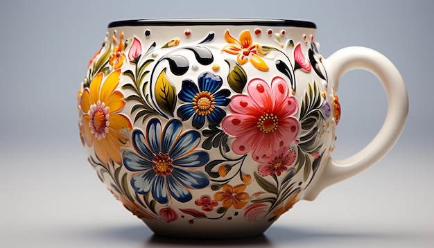 Decorazione in ceramica a disegni ceramica ornamentata vaso antica brocca souvenir generata dall'intelligenza artificiale