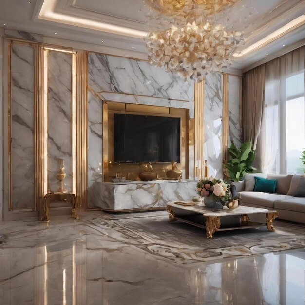 Decorazione interna di lusso con consistenza di marmo