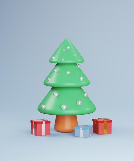 Decorazione natalizia su sfondo azzurro rendering 3d