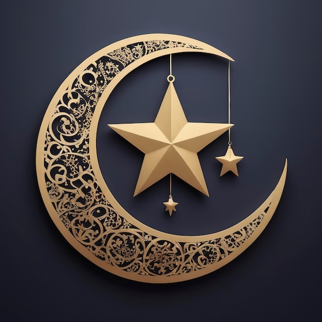 Decorazione per il nuovo anno islamico con disegno islamico di luna e stella