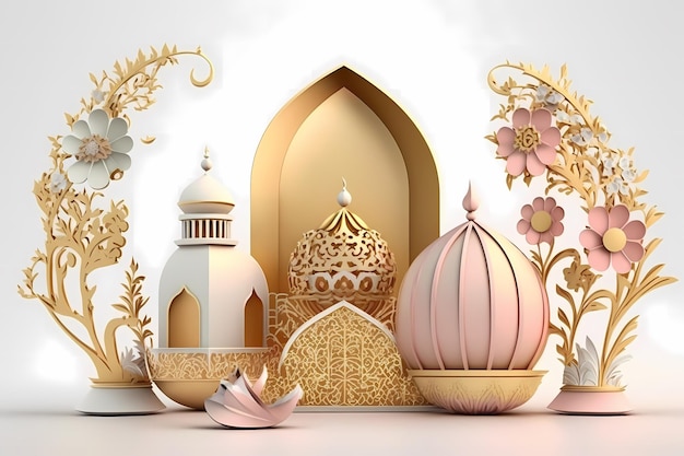 Decorazione Ramadhan Kareem, Illustrazione 3D