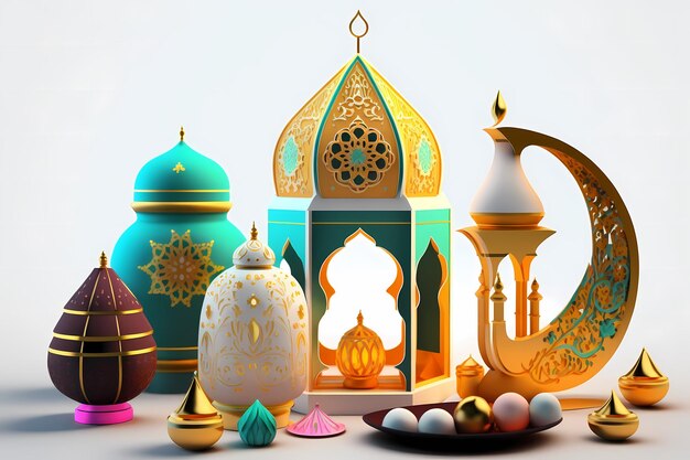 Decorazione Ramadhan Kareem, Illustrazione 3D