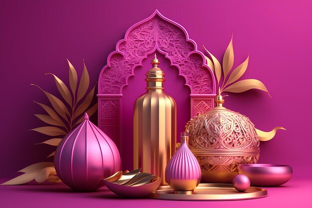 Decorazione Ramadhan Kareem, Illustrazione 3D