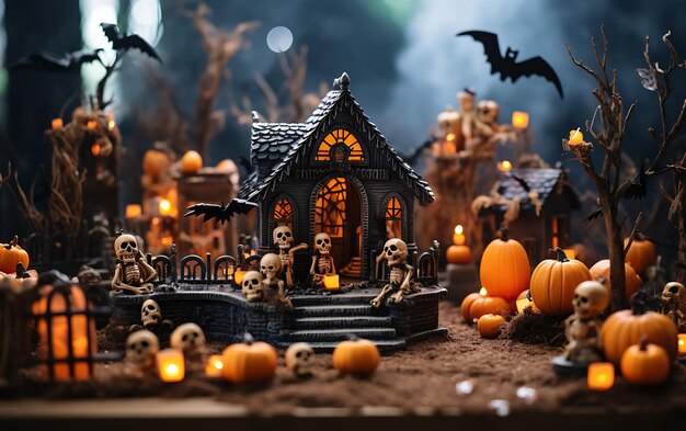 Decorazioni di Halloween all'esterno di una casa moderna