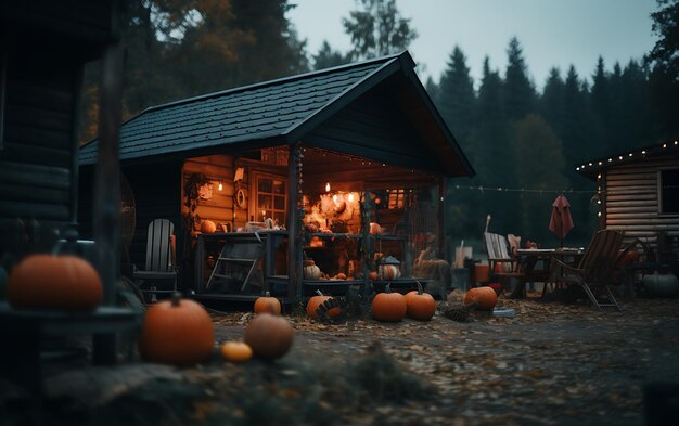 Decorazioni di Halloween all'esterno di una casa moderna