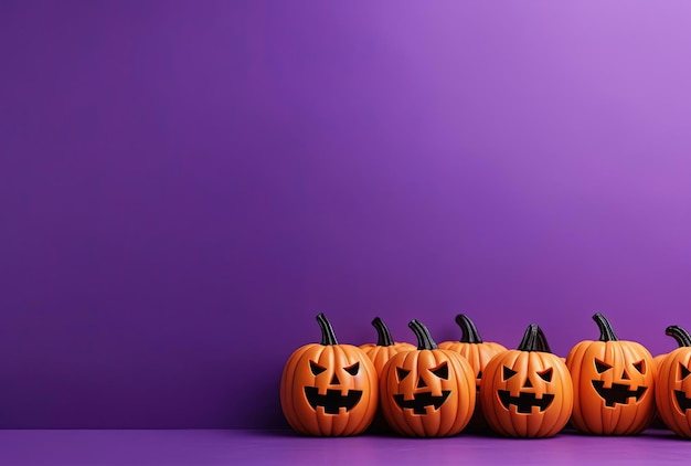 decorazioni di halloween su uno sfondo viola