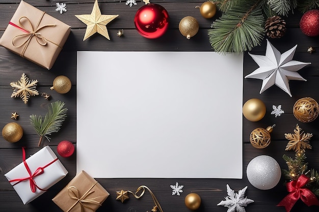 Decorazioni festive per il Capodanno e il Natale su carta bianca