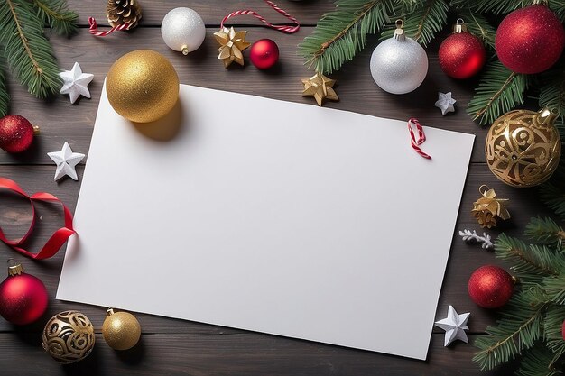 Decorazioni festive per il Capodanno e il Natale su carta bianca