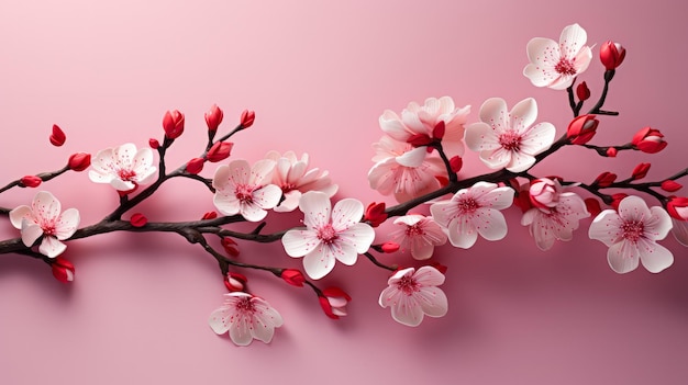 Decorazioni in fiore di ciliegio che simboleggiano il rinnovamento isolato su uno sfondo sfumato