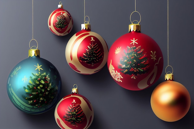 Decorazioni natalizie per l'albero di Natale 2023 Giocattoli multicolori per l'albero di Natale Vacanze
