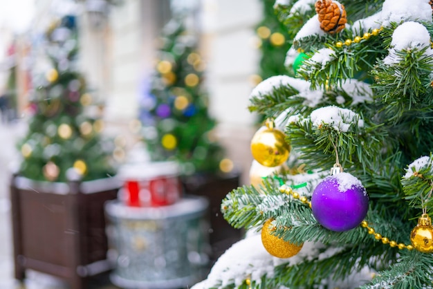 Decorazioni natalizie per l'albero di Natale Sfondo natalizio