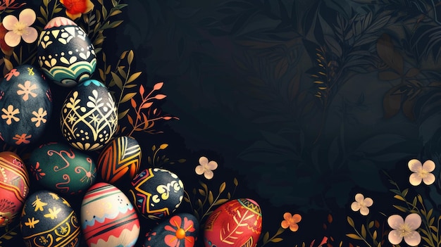 Decorazioni pasquali dipinte uova e fiori