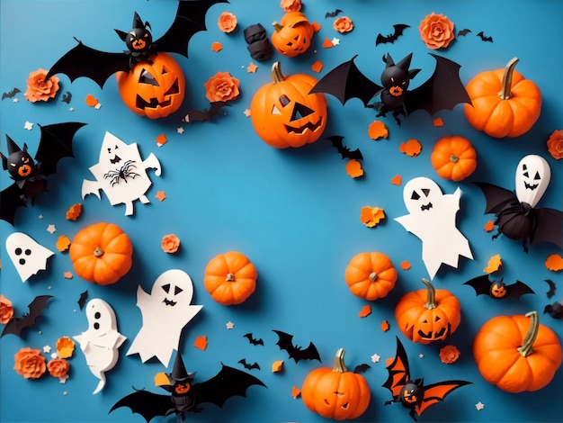 Decorazioni per feste di zucca con cornice di Halloween in stile spettrale