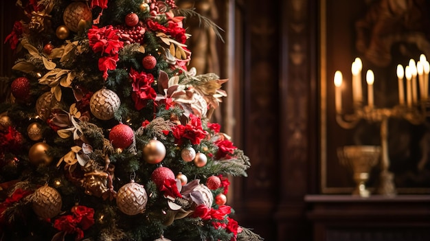 Decorazioni per l'albero di Natale per il cottage di campagna inglese decorazione della casa casa in campagna e celebrazione delle vacanze