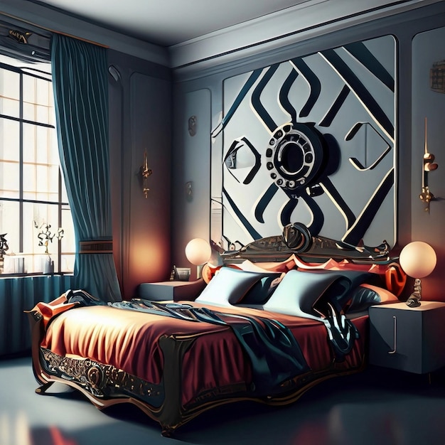 Decorazioni per la camera da letto, interni per la casa, stile Art Deco. Stile glamour