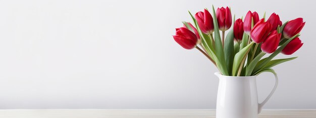 Decorazioni per la casa di primavera con un bouquet di tulipani rossi