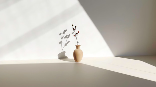 Decorazioni per la casa minimaliste con una pianta verde in un vaso generato dall'intelligenza artificiale