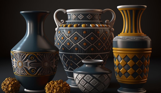Decorazioni per la casa soggiorno colorato vaso in ceramica immagine AI Immagine generata