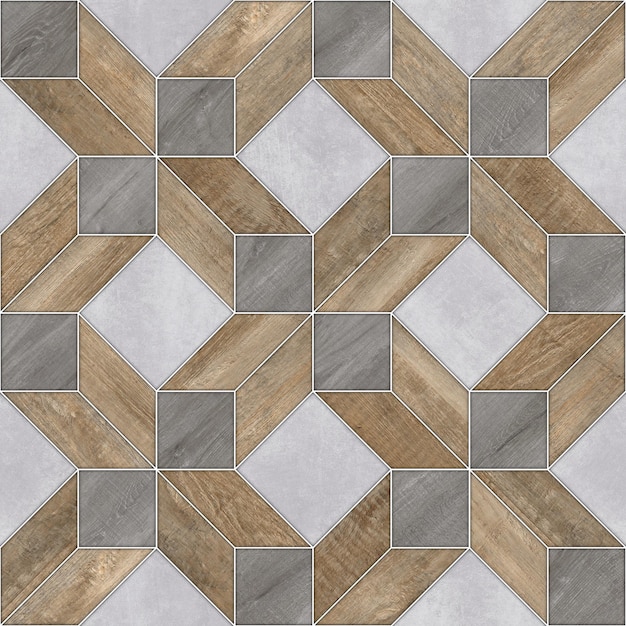 Decoro geometrico con trame in marmo e legno