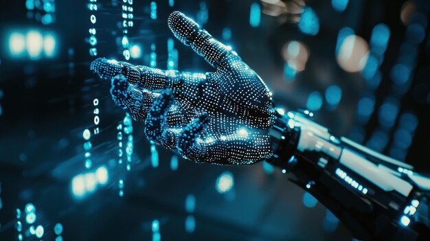 Deep learning and algorithm visualization with a robotic hand interacting with binary data and neural networks