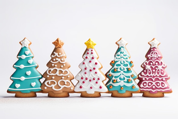 Degusti biscotti di Natale colorati fatti in casa Illustrazione generativa di IA