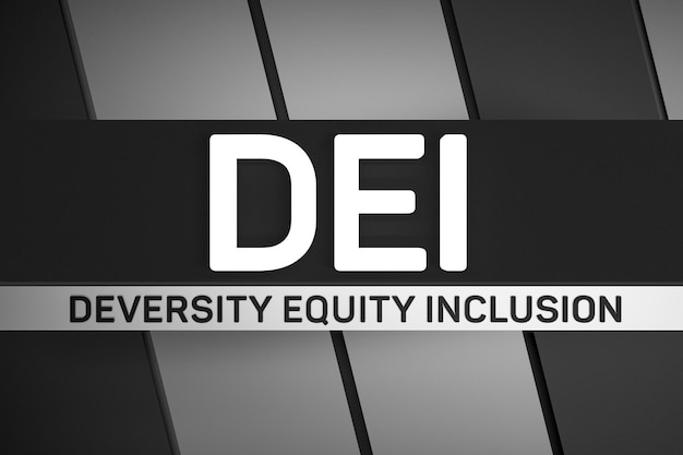 DEI Diversità Equità Inclusione Diversità e inclusione Diversità aziendale e politica di inclusione Rendering 3D