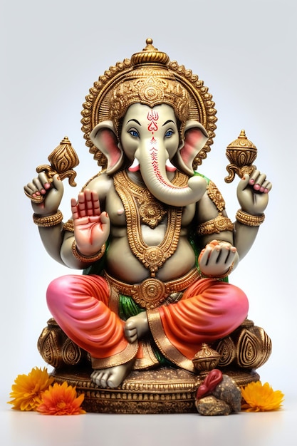 Deità di Lord Ganesha su tela bianca pulita