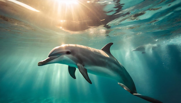 Delfin que est bajo l'agua en el oceano