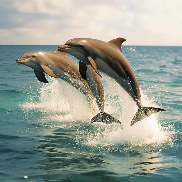 delfini che nuotano in un oceano turchese