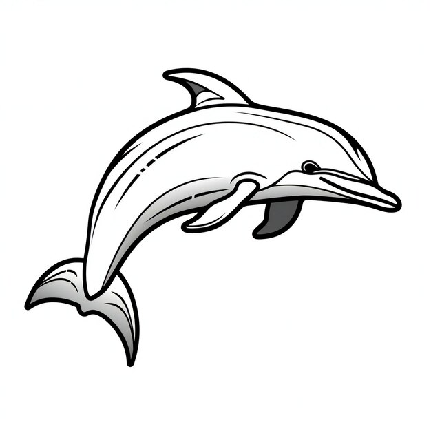 delfino contorno nero illustrazione bianca