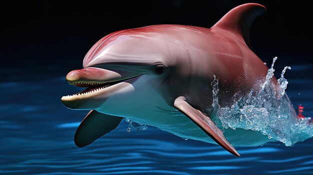 Delfino in acqua Pesce nell'oceano che salta Pesce felice e amichevole