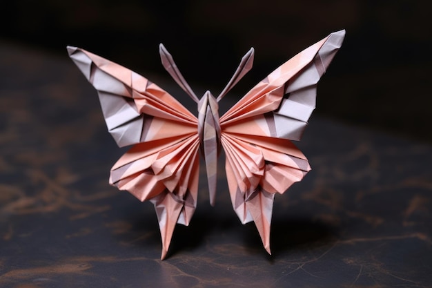 Delicata farfalla origami su fiore creata con intelligenza artificiale generativa