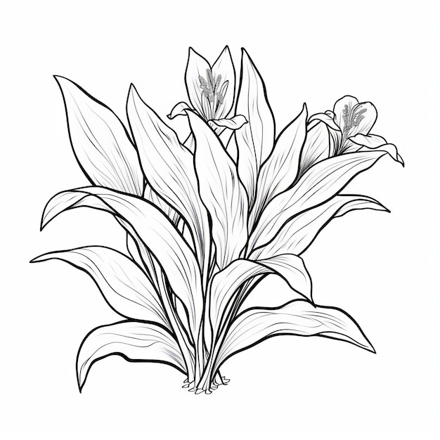 Delicata illustrazione di fiori in bianco e nero con forma realistica