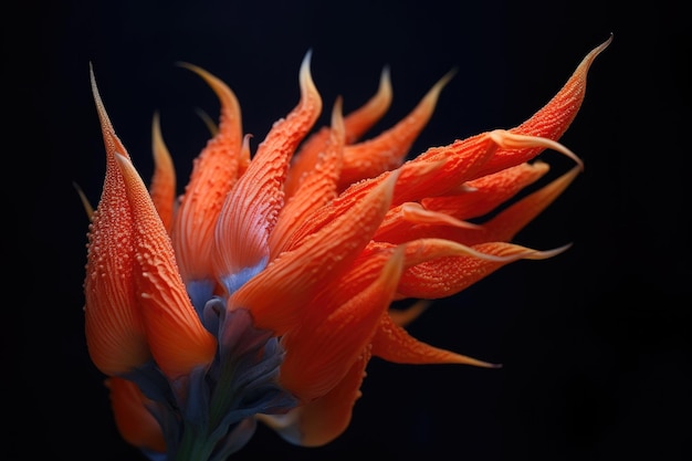 Delicato fiore a becco di pappagalli in arancione vibrante creato con intelligenza artificiale generativa