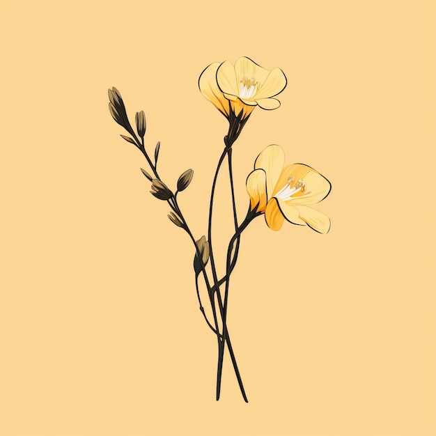 Delicato fiore di arum selvatico giallo isolato su uno sfondo beige