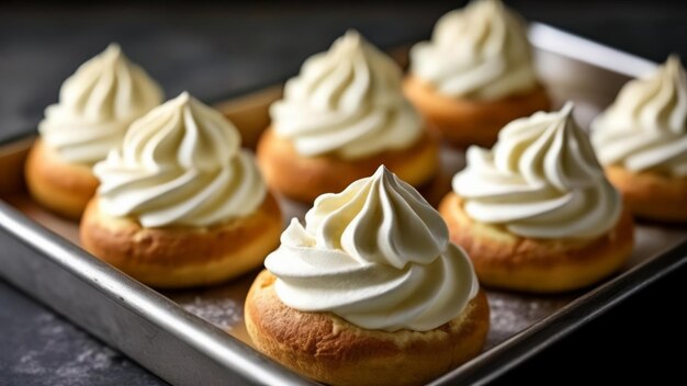 Delici e indulgenti creme puff pronte per essere assaporate