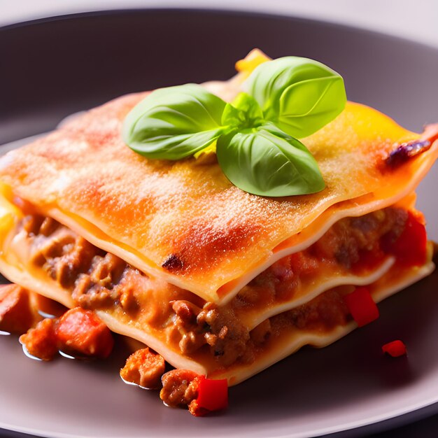 Delici lasagne di carne macinata salsa bolognese calda gustose lasagne con formaggio